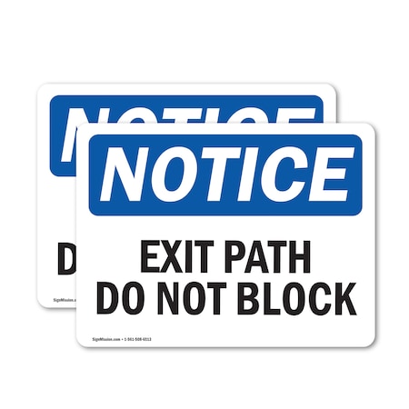 Signmission Exit Sign, Vinyl Decal, 5 in W, 3.5 in H, Exit Path Do Not Block OS-2PACK-NS-D-35-L-12238